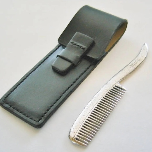 Antique solid sterling silver eyebrow beard comb - Picture 2 of 9